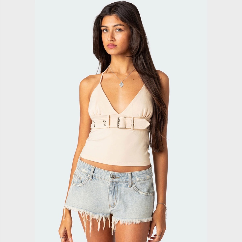Edikted Birdie Buckle Belted Top